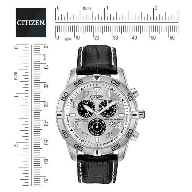 Citizen Eco-Drive men's watch black leather strap 45mm, imported from the UK
