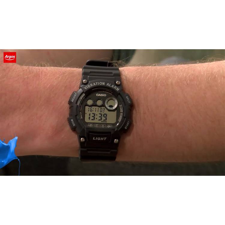 Casio watch vibration alarm black resin strap, UK version