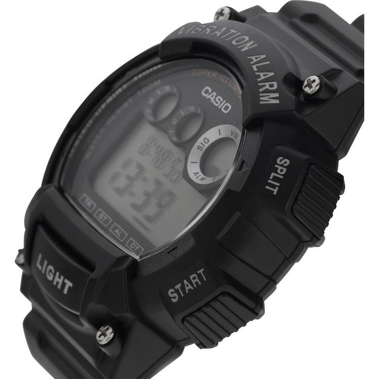 Casio watch vibration alarm black resin strap, UK version