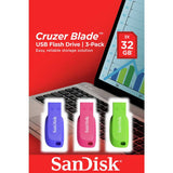 Argos SanDisk Cruzer Blade USB 2.0 Flash Drive Pack of 3 32GB- Buy online at McGrocer