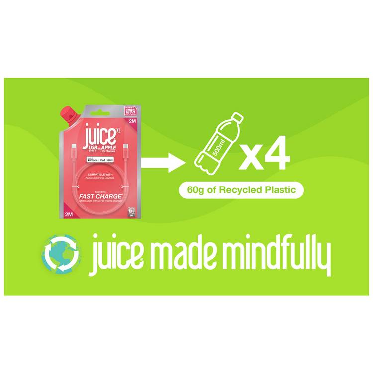 Juice Lightning to USB-C cable 2m Coral, UK version