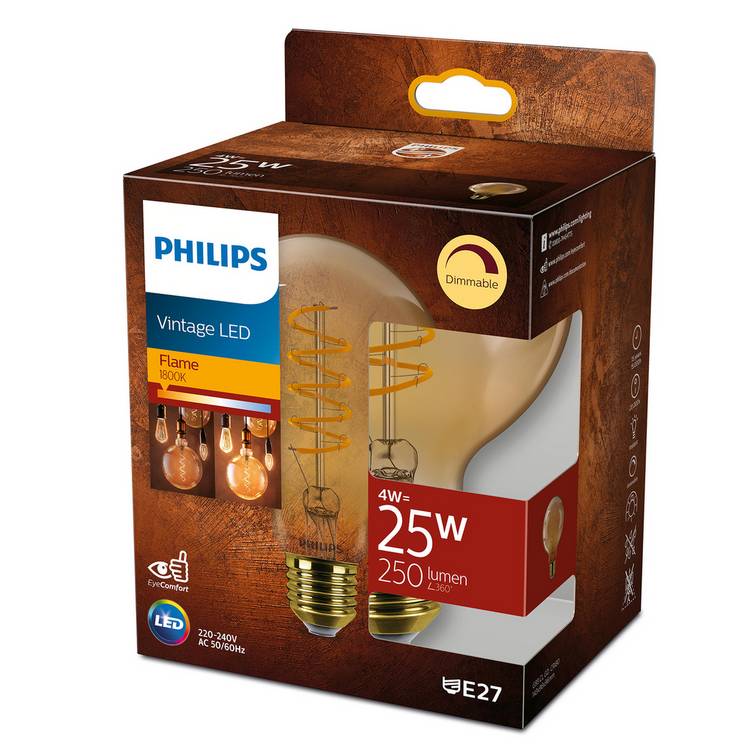 Philips 4W warm white LED ES dimmable light bulb, UK version