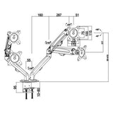 ProperAV dual arm gas spring mount 17-32 inch, imported from the UK