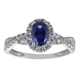 Revere cubic zirconia engagement ring with sapphire halo - British product