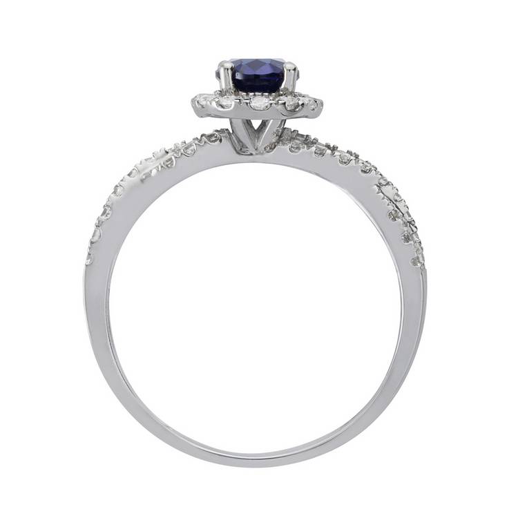 Revere cubic zirconia engagement ring with sapphire halo - British product