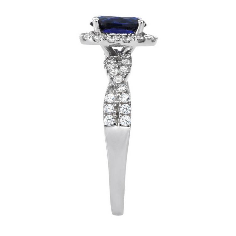 Revere cubic zirconia engagement ring with sapphire halo - British product
