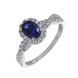 Revere cubic zirconia engagement ring with sapphire halo - British product