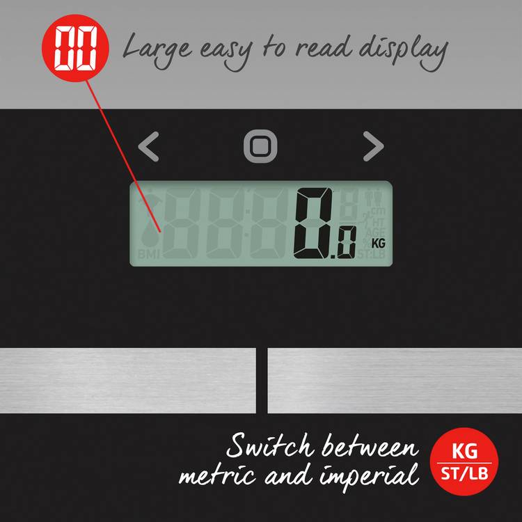Salter glass body analyser bathroom scales black (British brand)