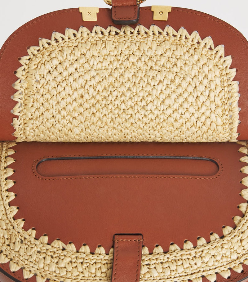 Chloé Marcie mini raffia-effect shoulder bag, UK version