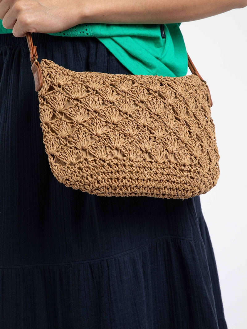 Weird Fish cream raffia effect cross body bag 28cm, imported from the UK