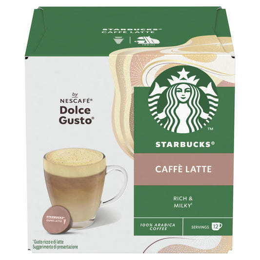 Starbucks Caffe Latte by Nescafe Dolce Gusto Coffee Pods x12 All coffee Sainsburys   