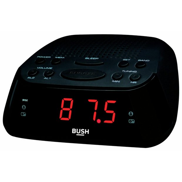 Bush clock radio mains powered black, imported from the UK