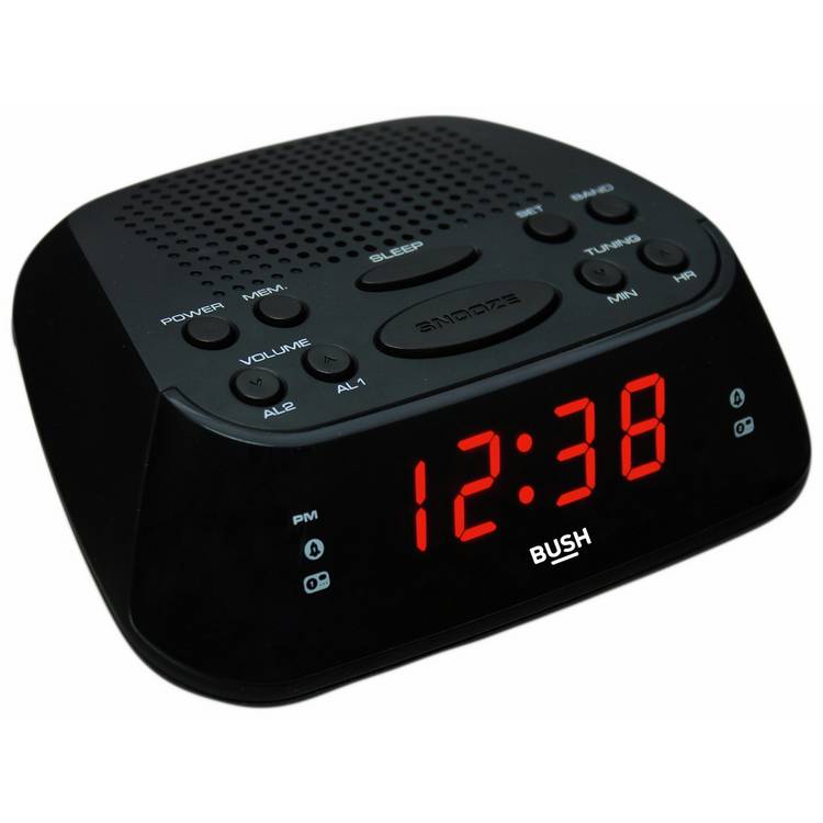 Bush clock radio mains powered black, imported from the UK