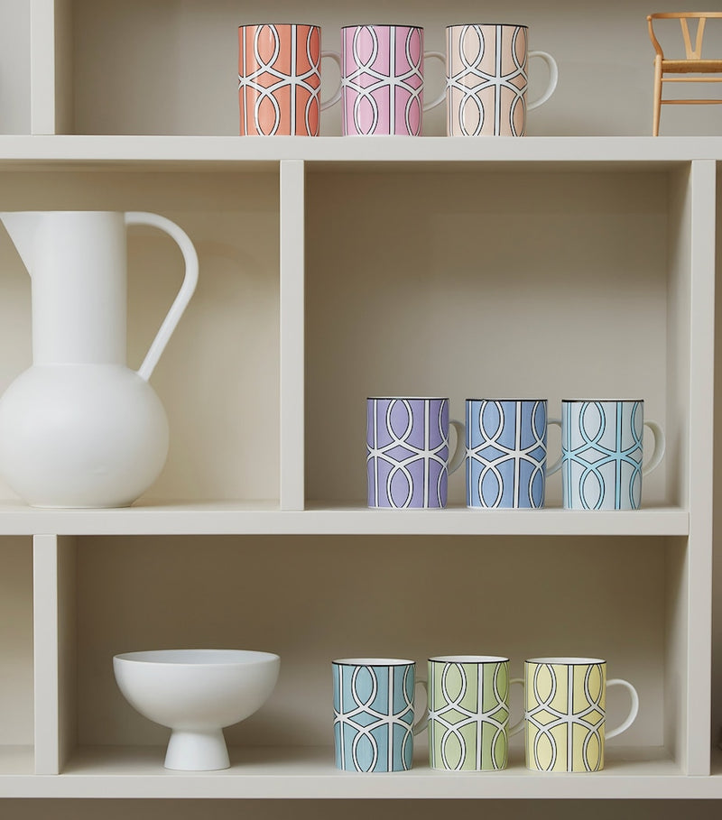 O.W.London 4 loop mugs pastel hues gift box, imported from the UK