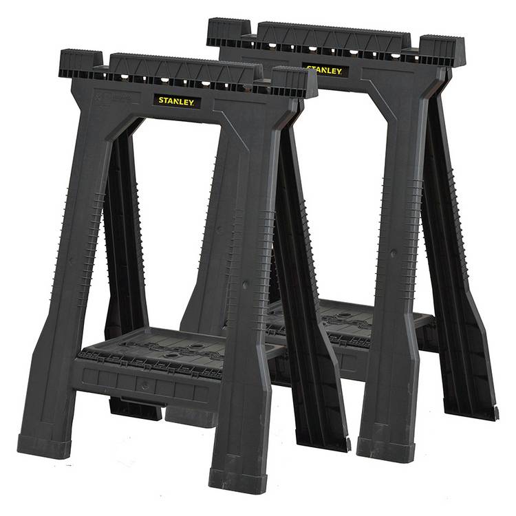 Stanley Junior Sawhorse twin set with anti-slip feet, imported from the UK