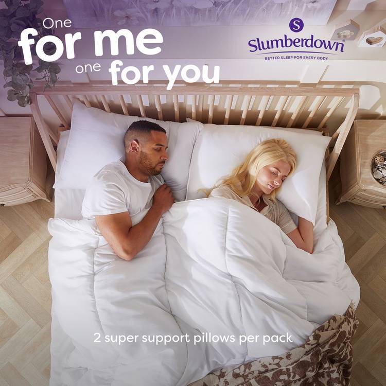 Slumberdown firm support pillow 2 pack, imported from the UK
