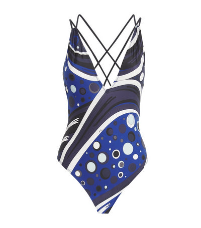 Harrods Plunge Neck Swimsuit with All-Over Print in Nylon and Elastane- Buy online at McGrocer