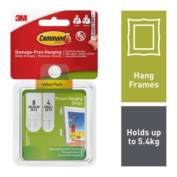 Command Small & Medium Picture Hanging Strips, imported from the UK
