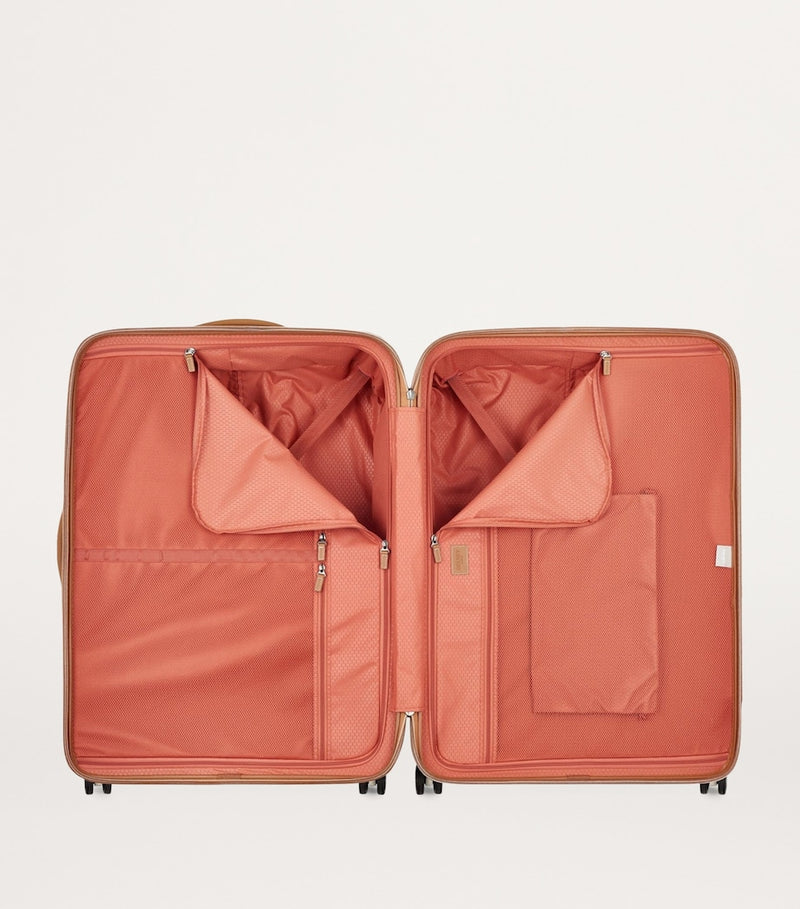 Delsey check-in suitcase with compartmentalised interior and accessory bags, 82cm height - British product