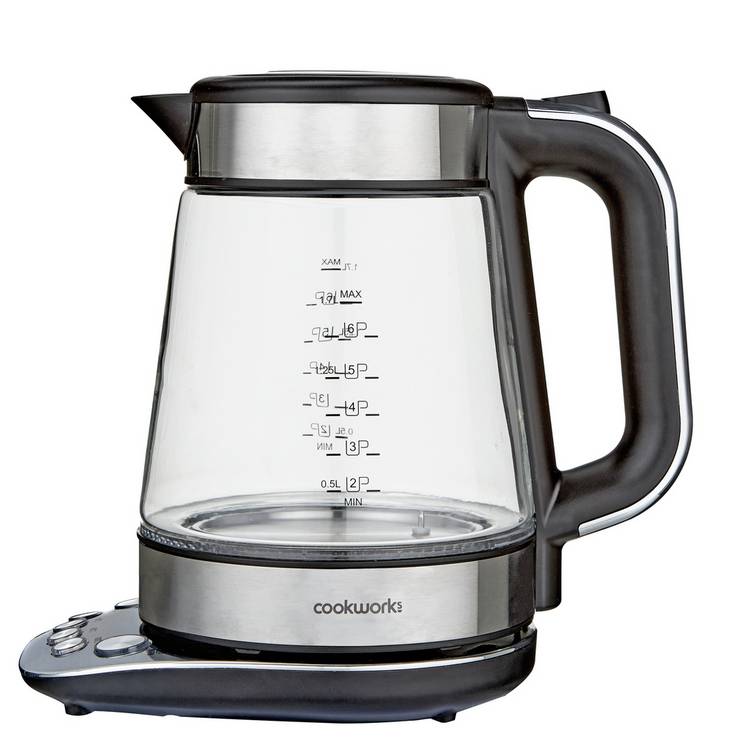 Cookworks variable temperature glass kettle 1.7L, imported from the UK