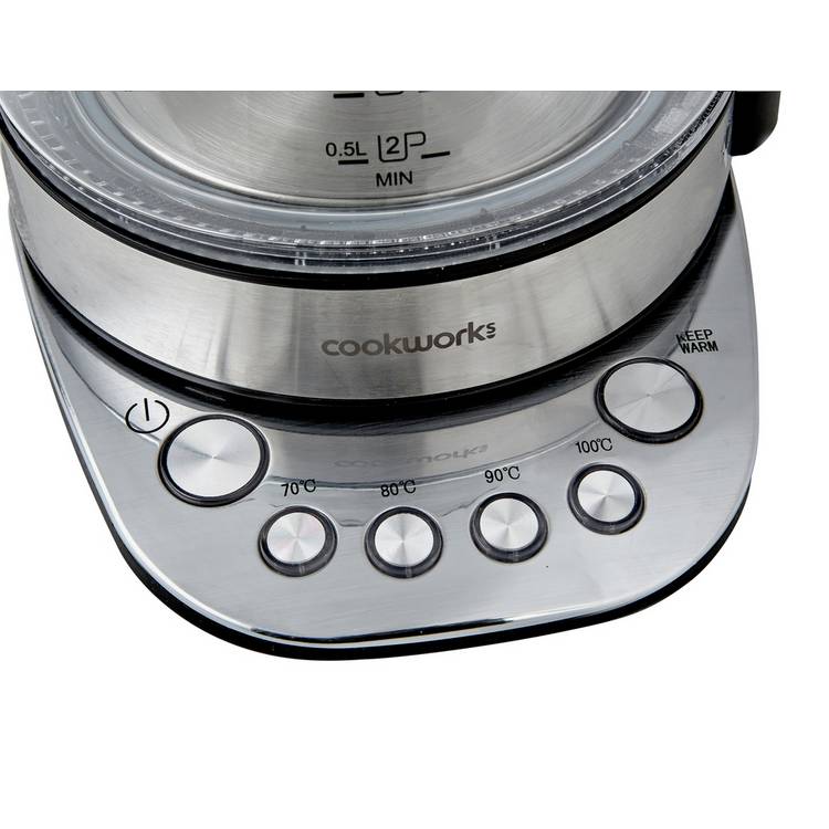 Cookworks variable temperature glass kettle 1.7L, imported from the UK