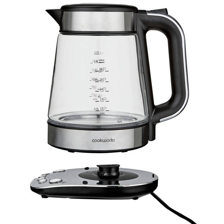 Cookworks variable temperature glass kettle 1.7L, imported from the UK