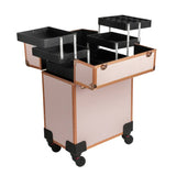 Pink professional make-up trolley case aluminium - British product