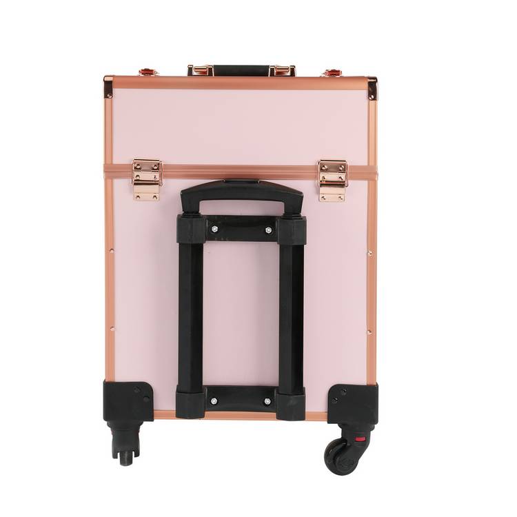 Pink professional make-up trolley case aluminium - British product