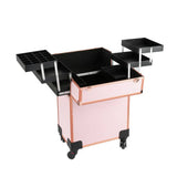Pink professional make-up trolley case aluminium - British product