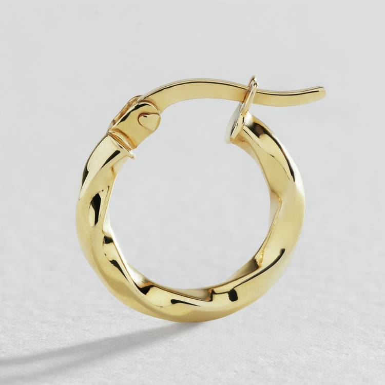 Revere 9ct gold plated twist hoop earrings 15mm, imported from the UK