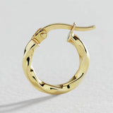 Revere 9ct gold plated twist hoop earrings 15mm, imported from the UK