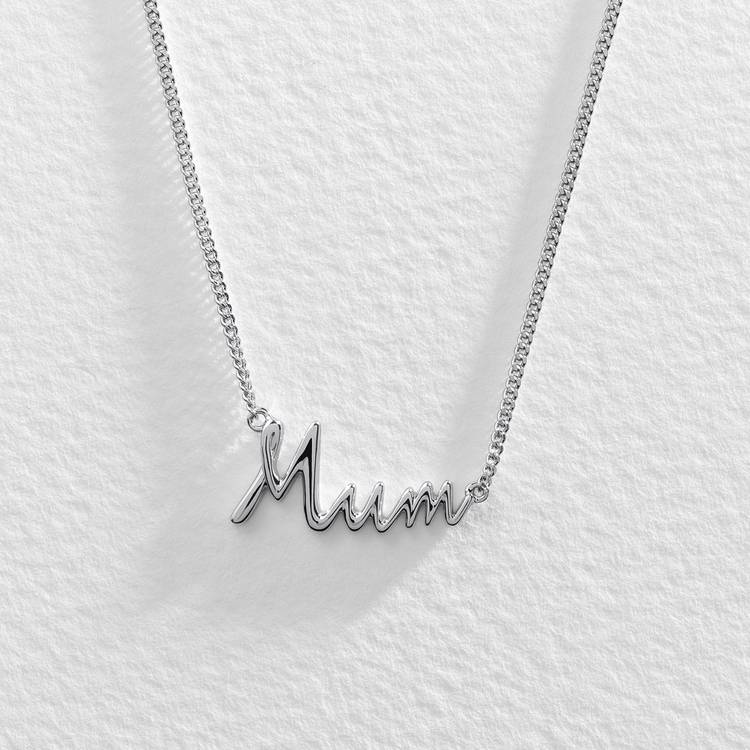 Moon & Back sterling silver Mum pendant with curb chain, UK version