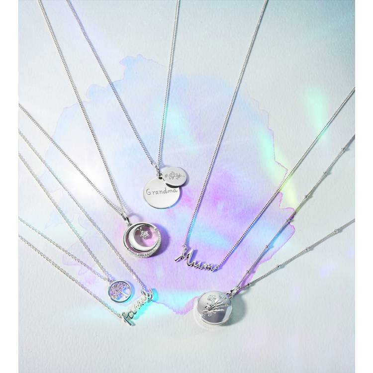 Moon & Back sterling silver Mum pendant with curb chain, UK version