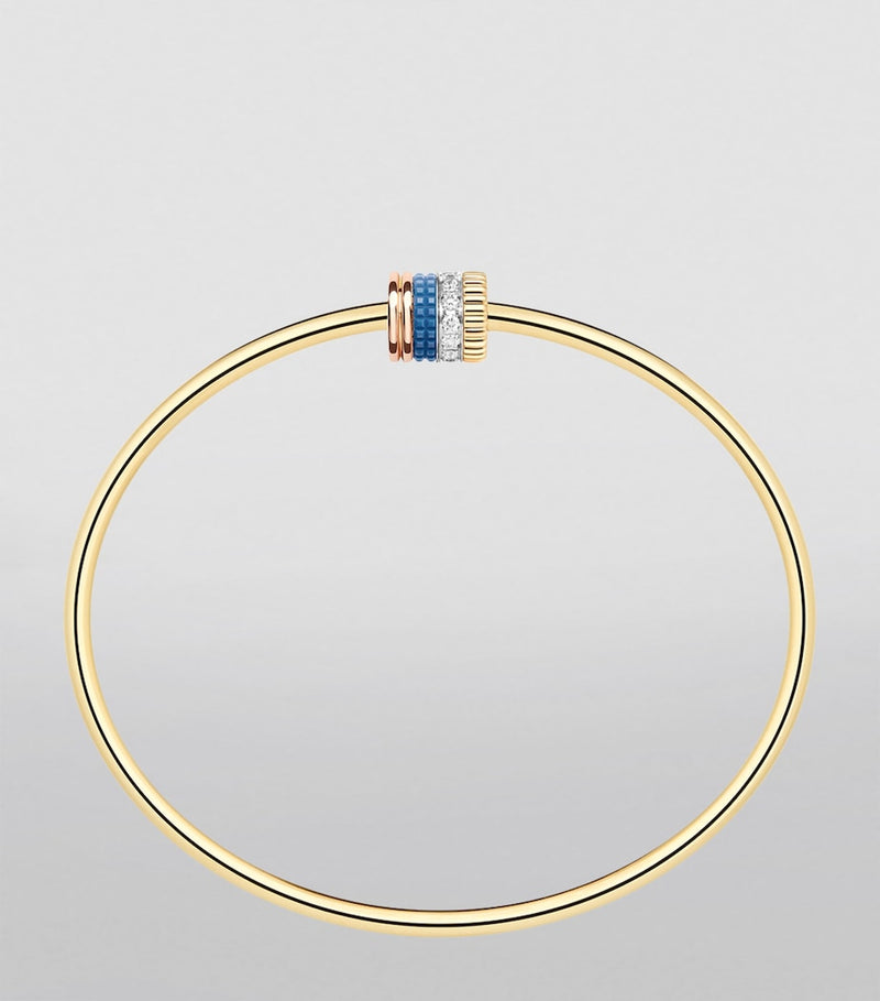 Boucheron Quatre Blue bangle 18k gold with denim Hyceram (British brand)