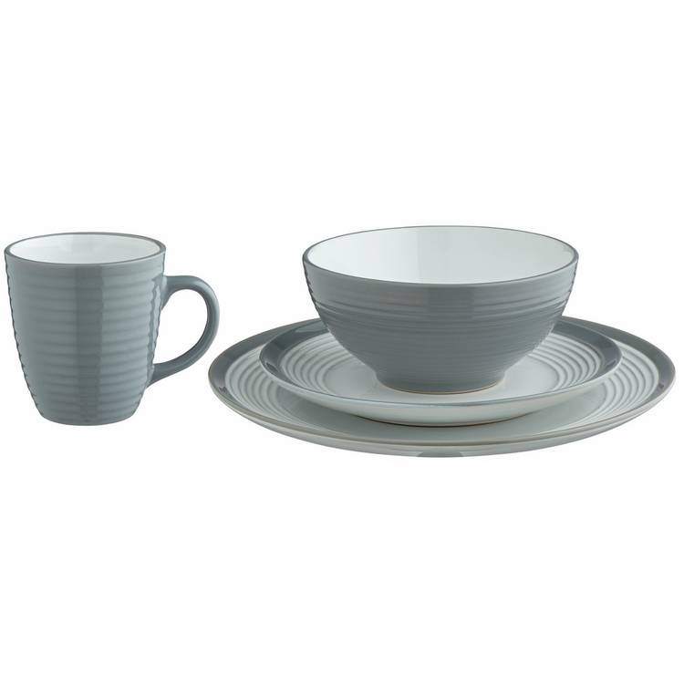 Argos Home ribbed stoneware dinner set grey 16 piece - British product