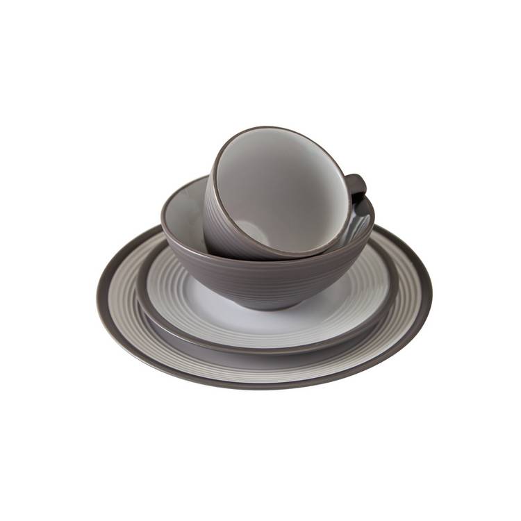 Argos Home ribbed stoneware dinner set grey 16 piece - British product