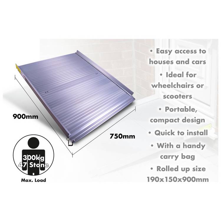 Aidapt portable ramp folding aluminium with carry bag, imported from the UK