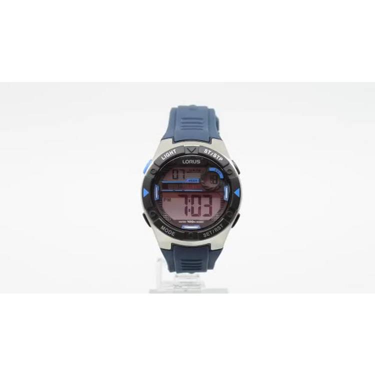 Lorus men's digital watch with blue silicone strap (British brand)