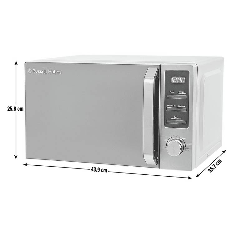 Russell Hobbs compact microwave 800W 20L stainless steel, imported from the UK
