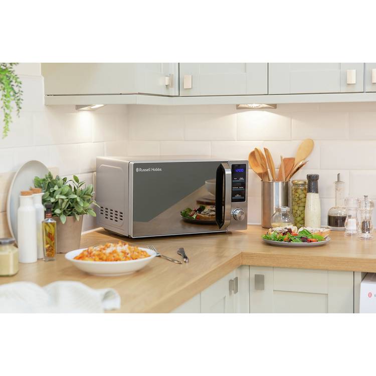 Russell Hobbs compact microwave 800W 20L stainless steel, imported from the UK