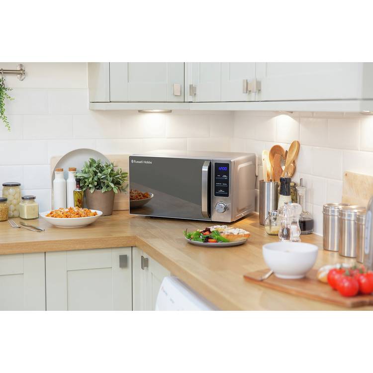 Russell Hobbs compact microwave 800W 20L stainless steel, imported from the UK