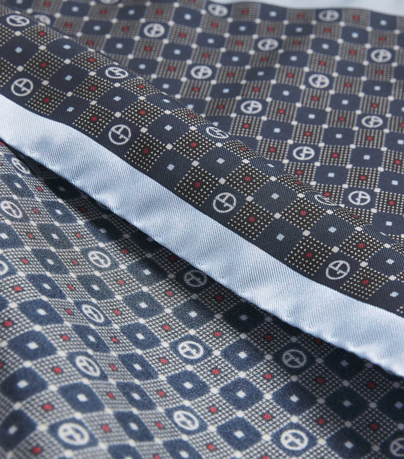 Giorgio Armani silk monogram pocket square 33cm, imported from the UK
