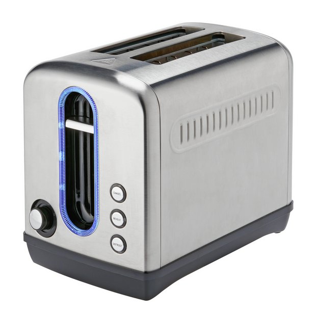 Cookworks illuminated 2 slice toaster brushed stainless steel (British brand)