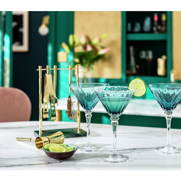 Habitat Japonica teal martini glasses set of 4 - British product