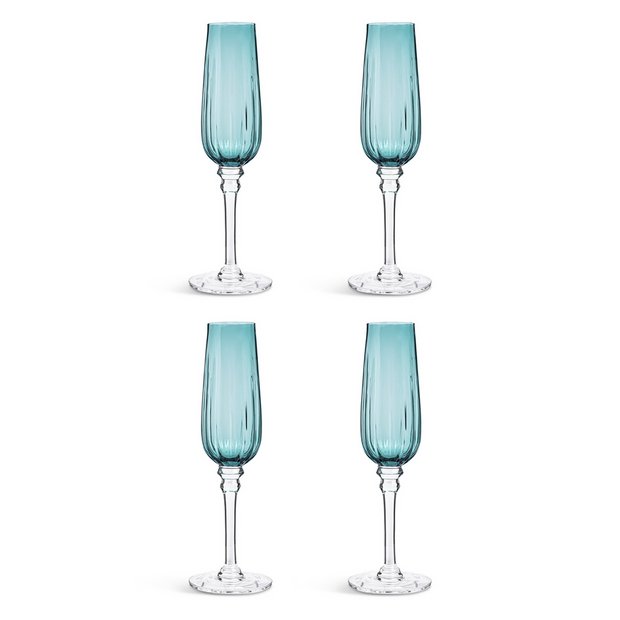 Habitat Japonica prosecco glasses set of 4 teal, imported from the UK