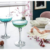 Habitat Japonica champagne coupe set teal glass, imported from the UK