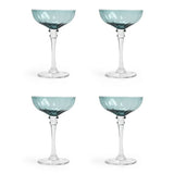Habitat Japonica champagne coupe set teal glass, imported from the UK