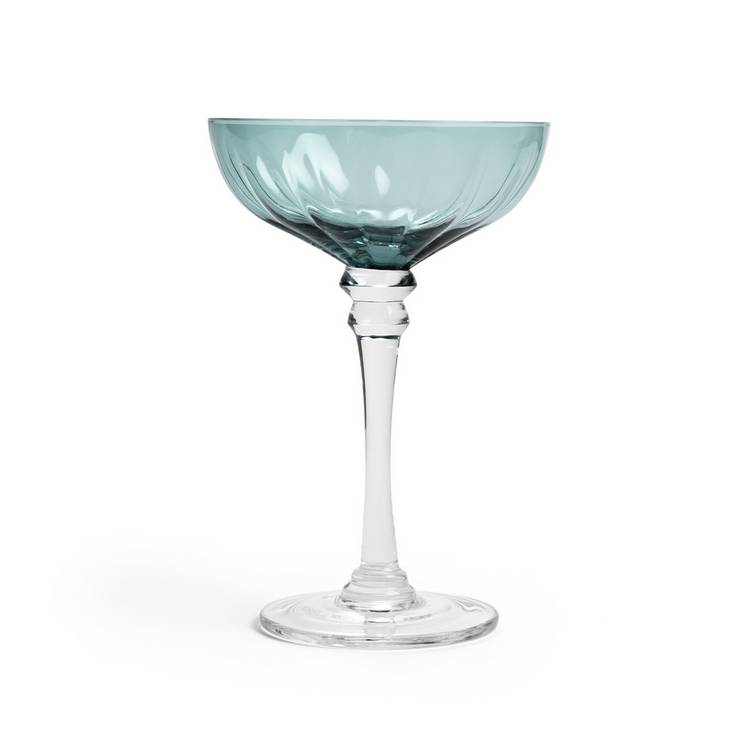 Habitat Japonica champagne coupe set teal glass, imported from the UK