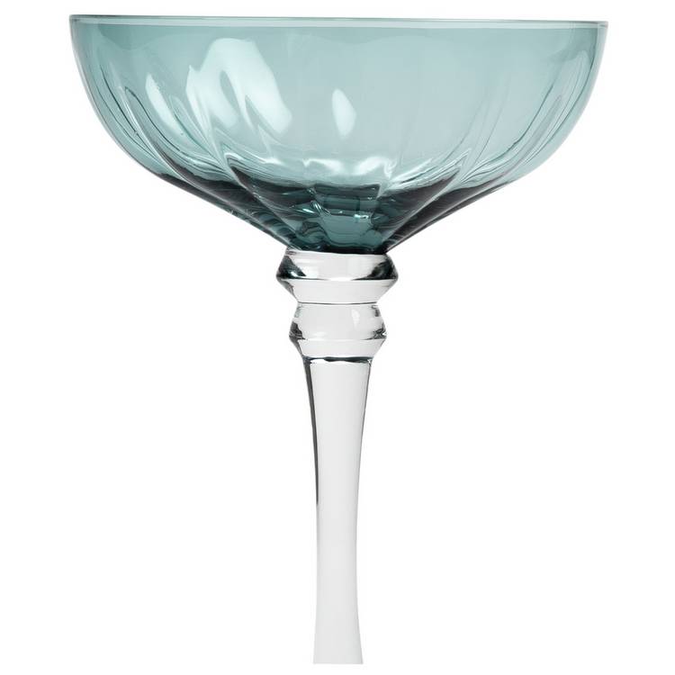 Habitat Japonica champagne coupe set teal glass, imported from the UK