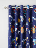 Catherine Lansfield Blue Lost In Space reversible lined eyelet curtains 168x183cm, UK version